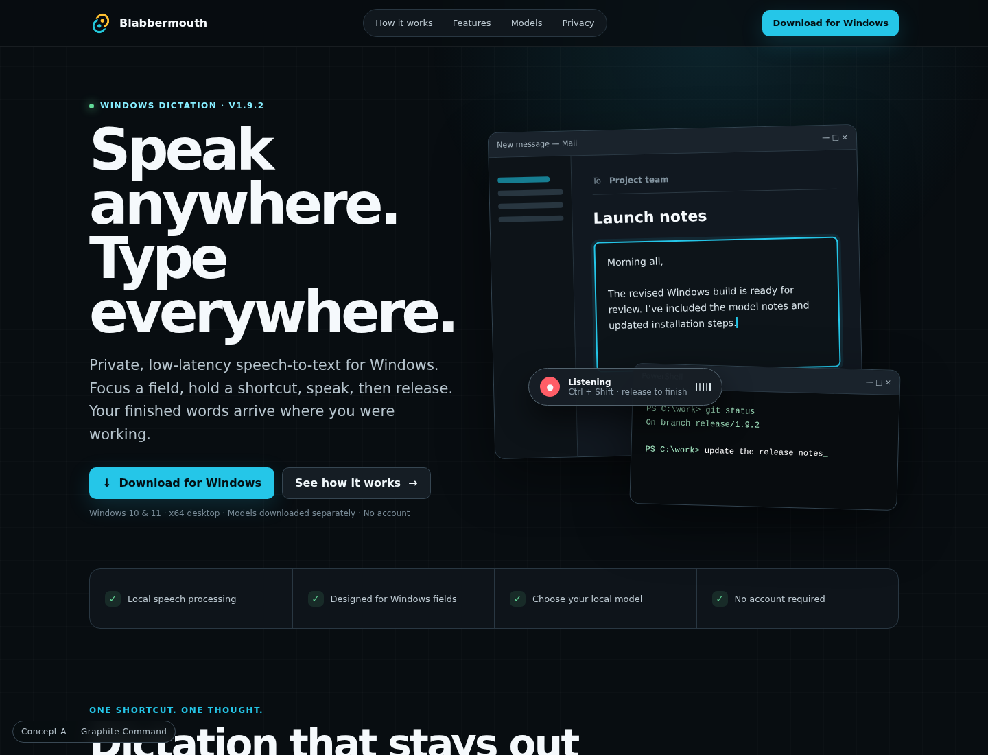 Graphite Command homepage preview