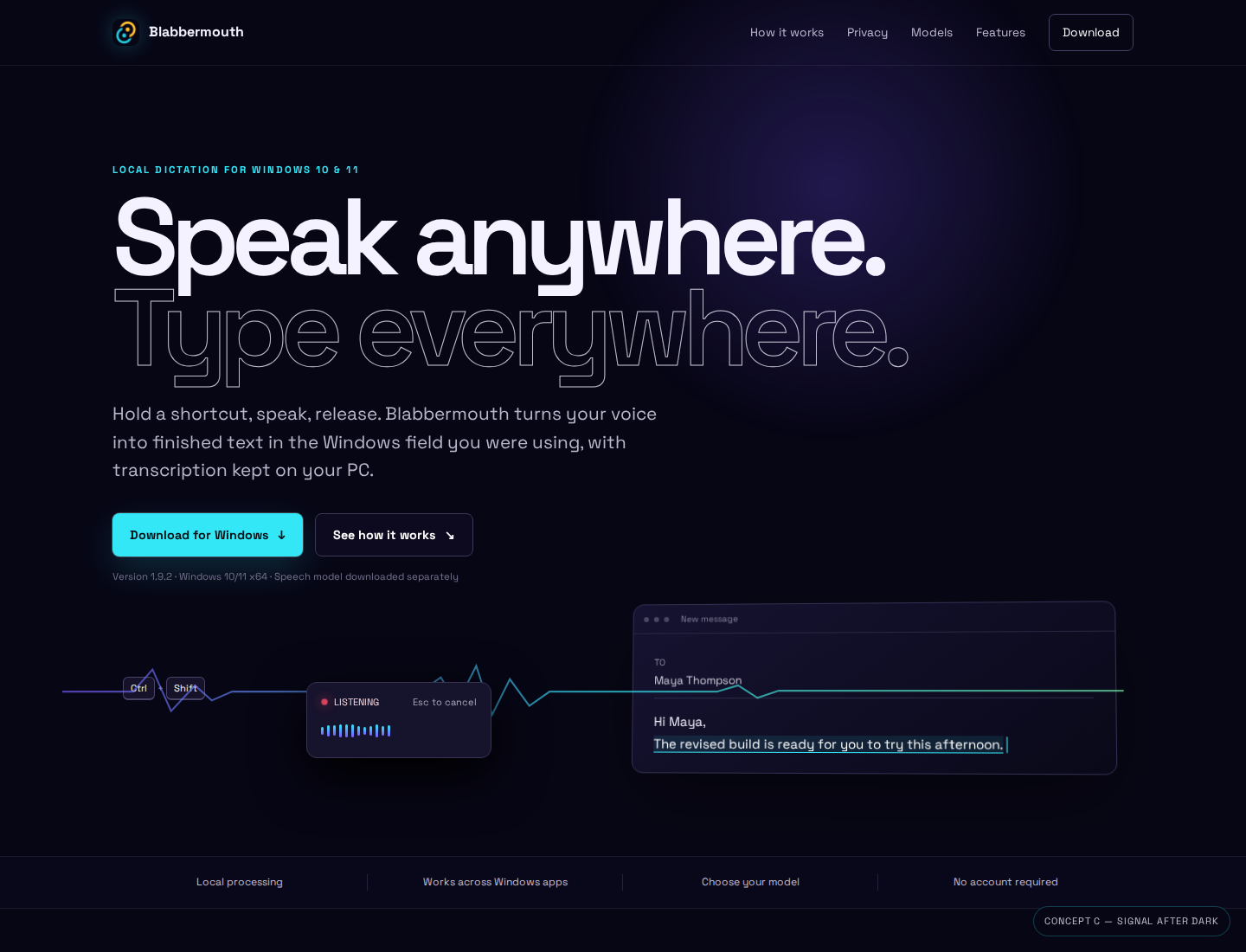 Signal After Dark homepage preview