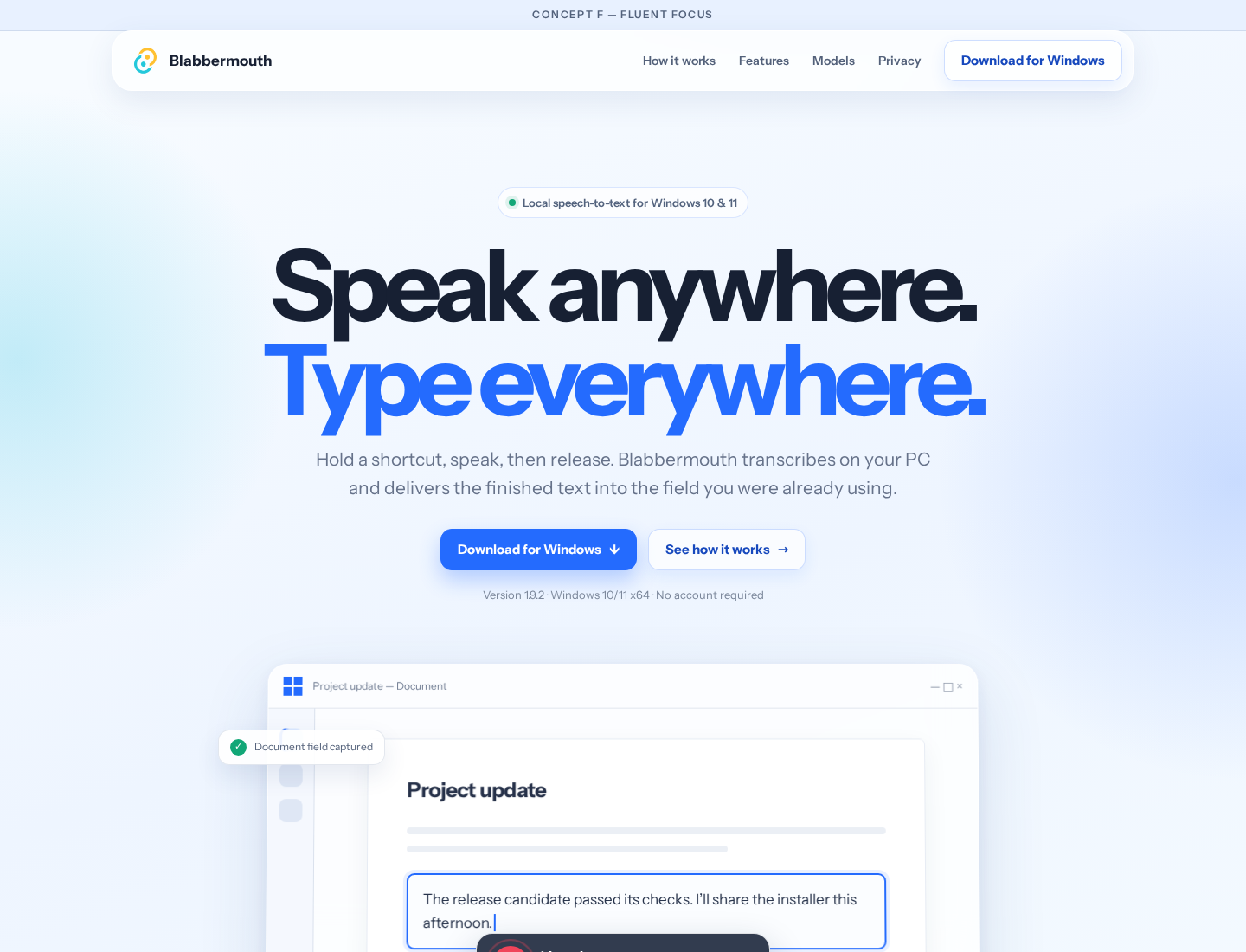 Fluent Focus homepage preview