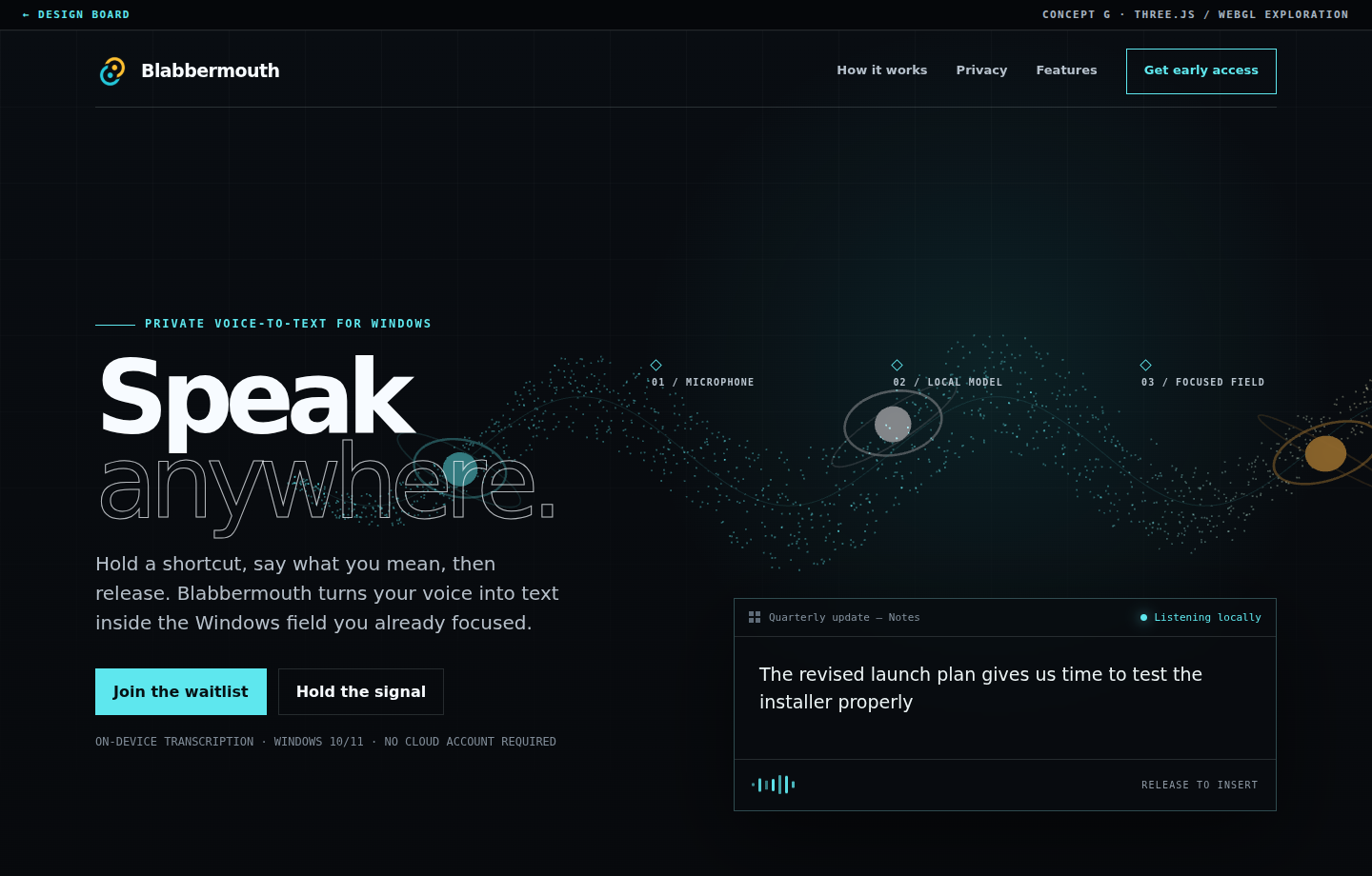 Signal Field WebGL homepage preview